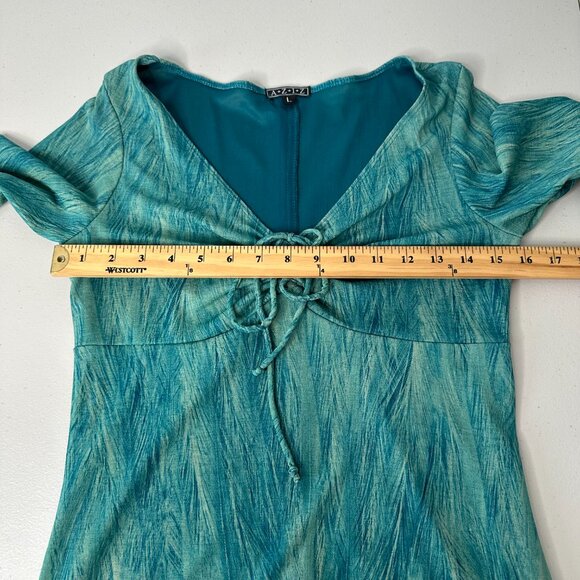 Aziz Vtg Y2K Midi Dress Size L Lettuce Hem - Picture 6 of 10